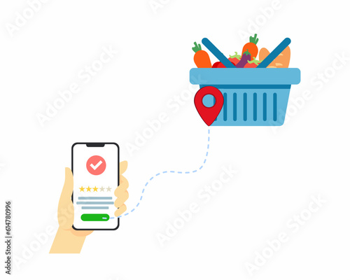 User ordering groceries online using a mobile app Order grocery online