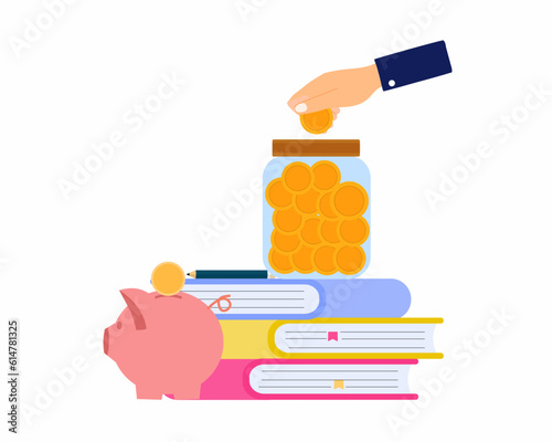 Save money for education and taking student loan from bank save money finance management concept.