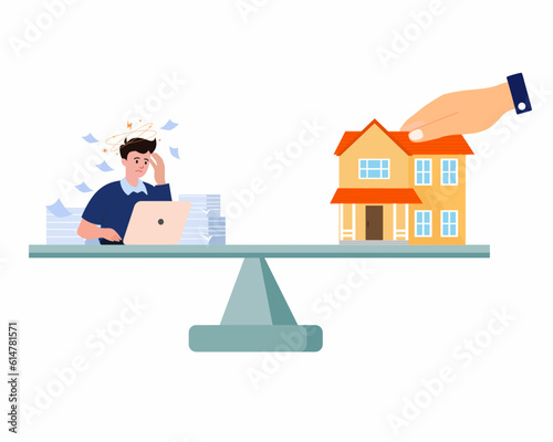 balance as career or family on scales concept of Comparison of time spent.