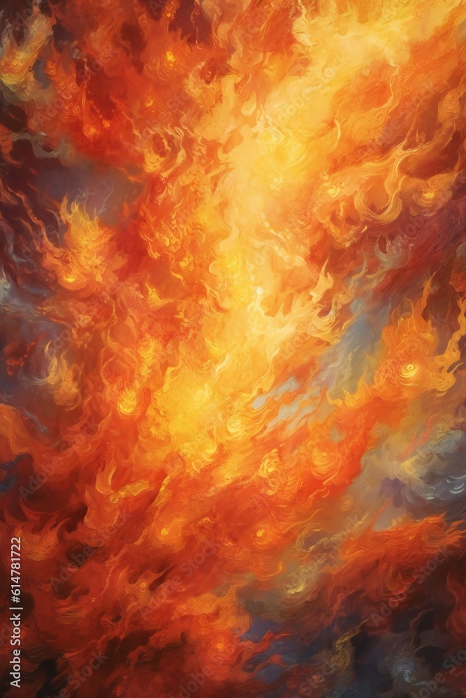 Flaming air background, in the style of decorative paintings, luminous quality Generative AI