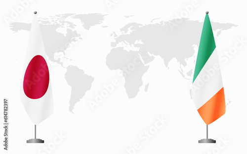Japan and Ireland flags for official meeting
