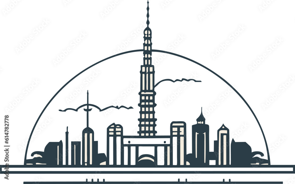 Obraz premium Line art city and tower