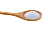 Salt in wooden spoon on transparent png