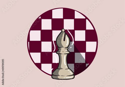 Hand drawn white bishop chess pieces isolated on background. Chess logo for web site, app and print presentation. Creative art concept