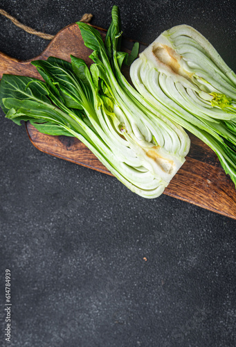 cabbage bok choy or pak choy raw fresh vegetable meal food snack on the table copy space food background rustic top view 