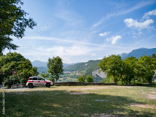 police car in the mountains