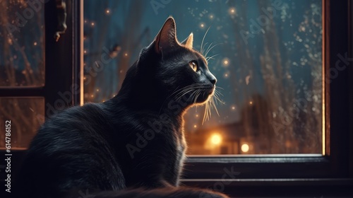 cat on the window HD 8K wallpaper Stock Photographic Image