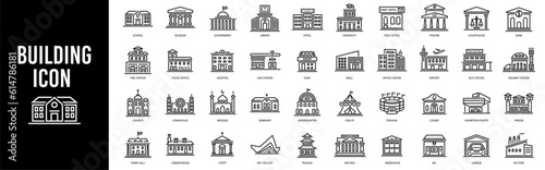 Building icon set. Vector illustration.
