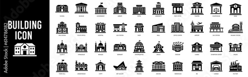 Building icon set. Vector illustration.