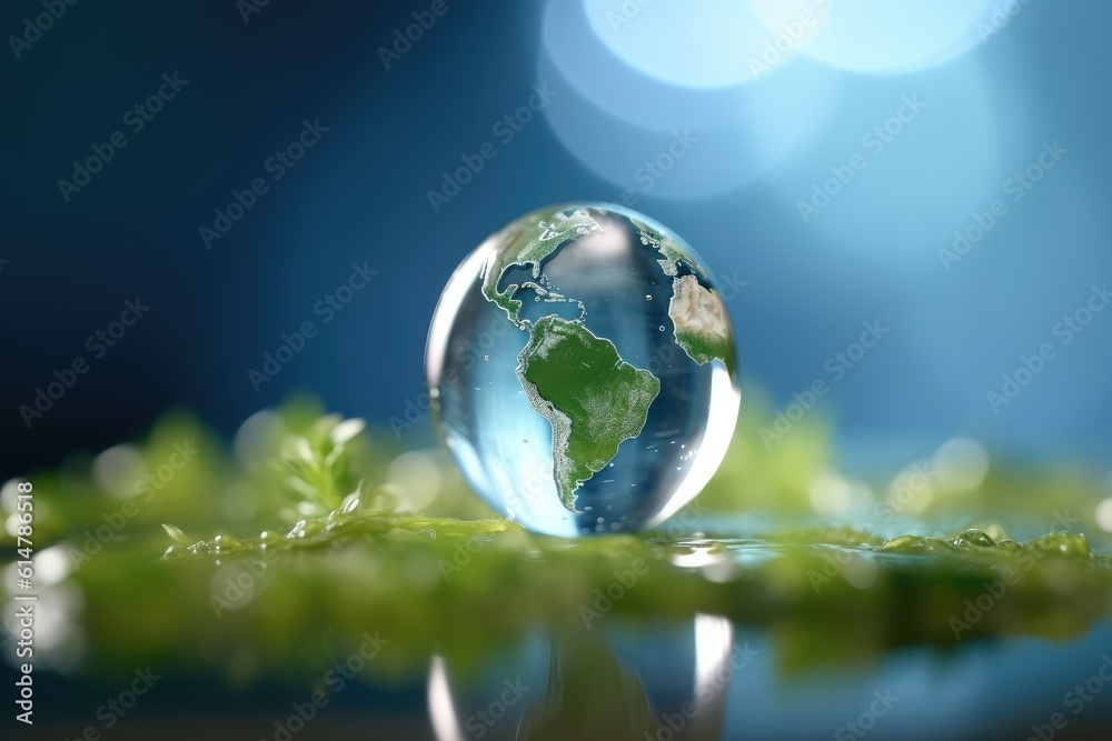 Earth Day. Planet mother earth globe. World in a droplet of water. Background wallpaper. Earth Day. Planet mother earth globe. World in a droplet of water. Background wallpaper.