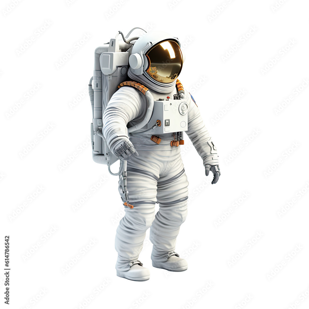 3D Astronaut character in space on transparent background. Generative AI