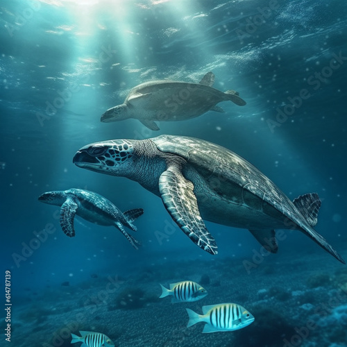 Tartaruga marinha em seu habitat natural  photo