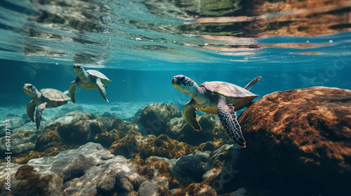Tartaruga marinha em seu habitat natural 