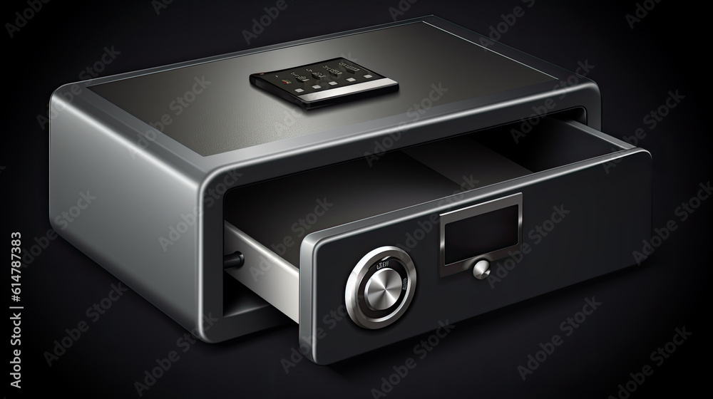 Obraz premium an open safe isolated on black background. Generative AI