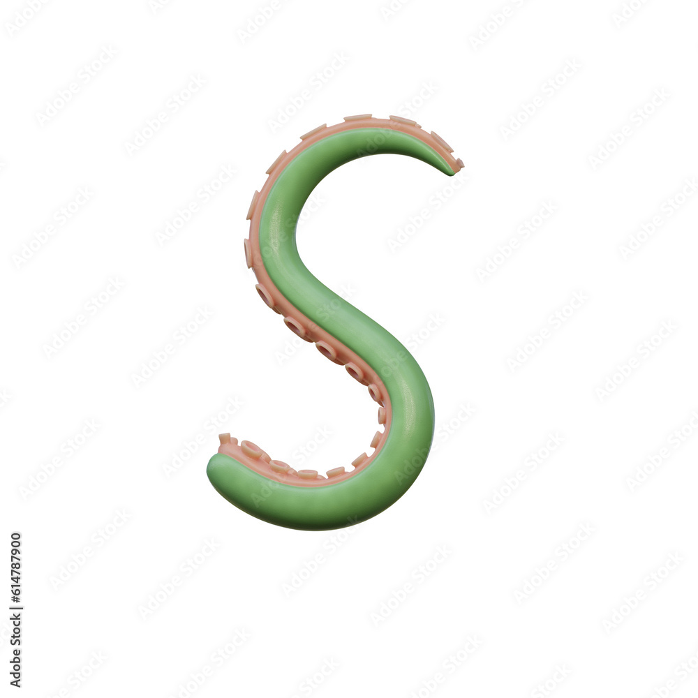 Tentacles Funny 3D Alphabet or PNG Letters
