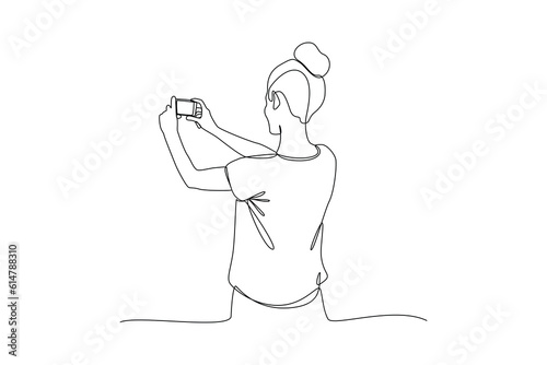 Continuous one line drawing Professional photographers concept. Single line draw design vector graphic illustration.