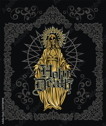 Holy Death, skeleton, grunge vintage design t shirts