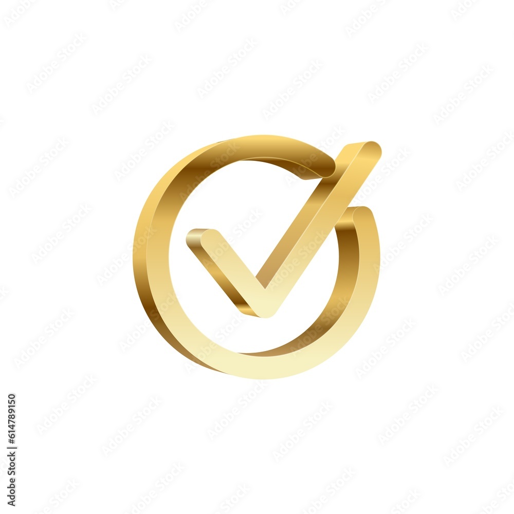 gold true symbol in the white backgroud. gold true symbol in the white backgroud.