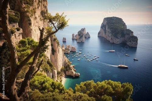 Stunning landscapes in Capri Italy, Generative AI