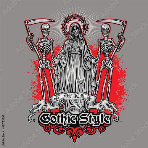 Holy Death, skeleton, grunge vintage design t shirts
