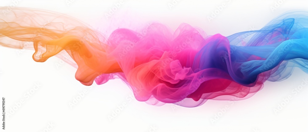 vibrant streams of colored smoke dance gracefully against a pristine white backdrop