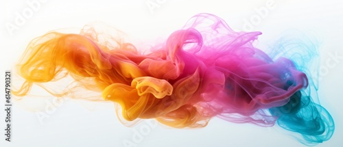 vibrant streams of colored smoke dance gracefully against a pristine white backdrop