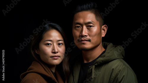 portrait of an american asian pacific islander couple. Image generative AI.
