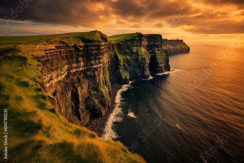Stunning landscapes in Cliffs of Moher Ireland, Generative AI