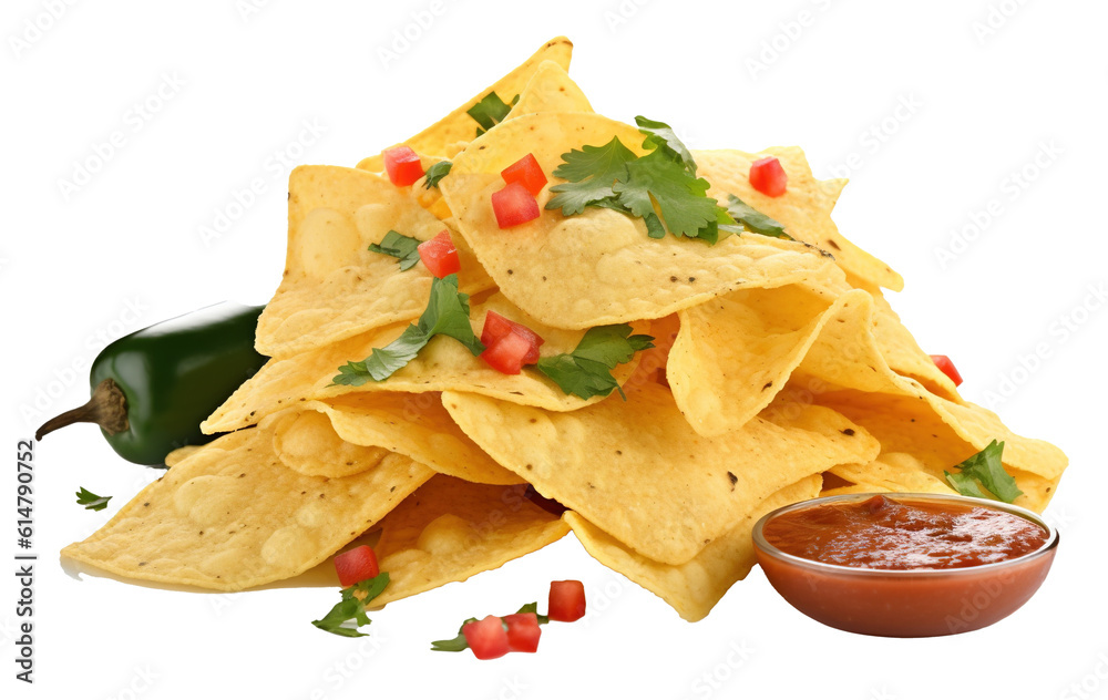 a pile of crispy tortilla chips with celery leaves a pile of crispy tortilla chips with celery leaves