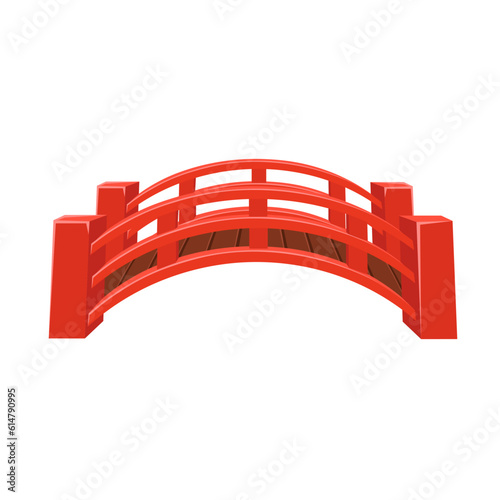 Japanese red bridge on a white background. cartoon style.