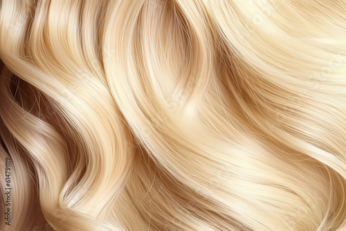 Golden curly hair background. AI technology generated image