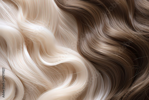 Golden curly hair background. AI technology generated image