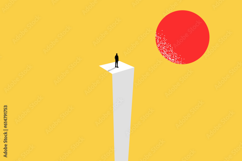 Businessman on top of building. concept of leadership, opportunity, and success