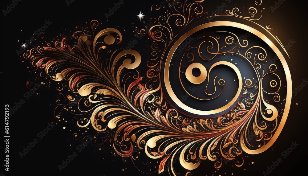 abstract golden floral backdrop add touch of elegance to wedding generative ai abstract golden floral backdrop add touch of elegance to wedding generative ai