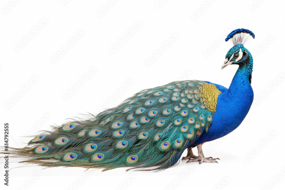 Obraz premium Peacock bird on white background
