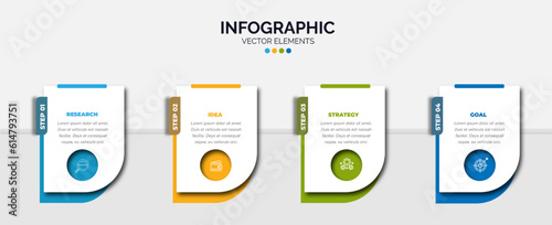 Business infographic presentation with thin line gradient color square label 4 number and icon
