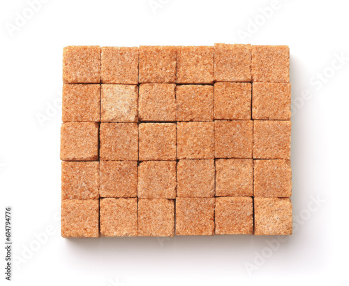Billede på lærred Top view of brown sugar cubes