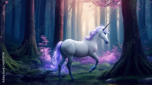 fantasy magic fairy, unicorn in a magical, Generative AI Illustration