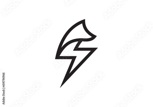 fox lightning logo design, simple electric symbol vector