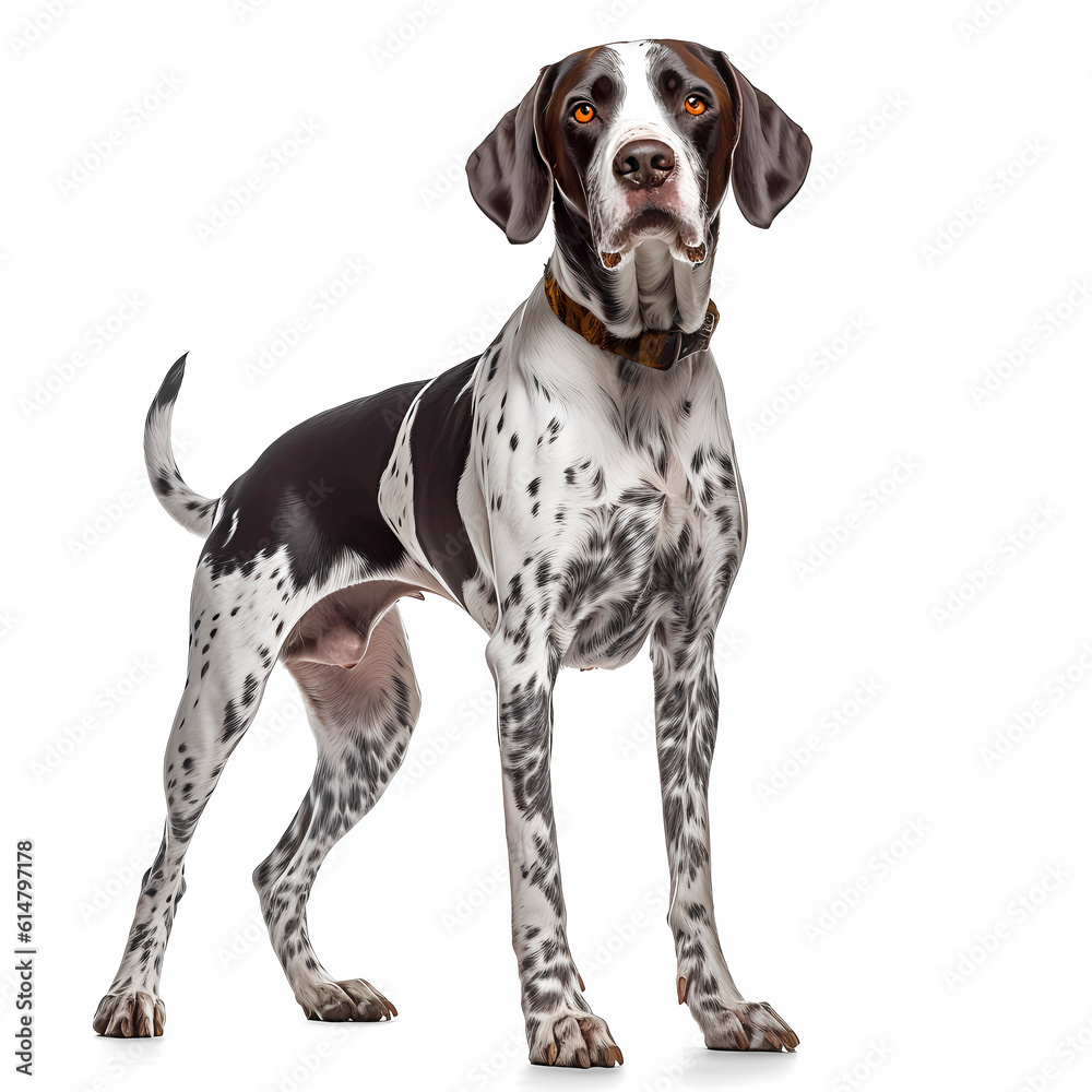 English Pointer , white background, Ai generated English Pointer , white background, Ai generated