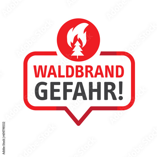 Waldbrandgefahr - Sprechblase Waldbrandgefahr - Vektor Illustration