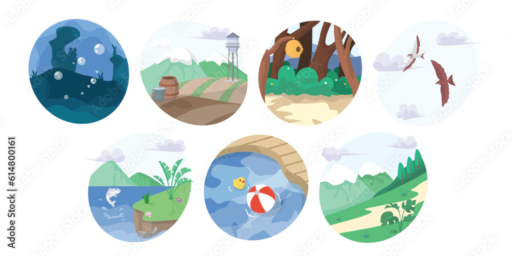 Scene Nature Vector Illustrations Collections 