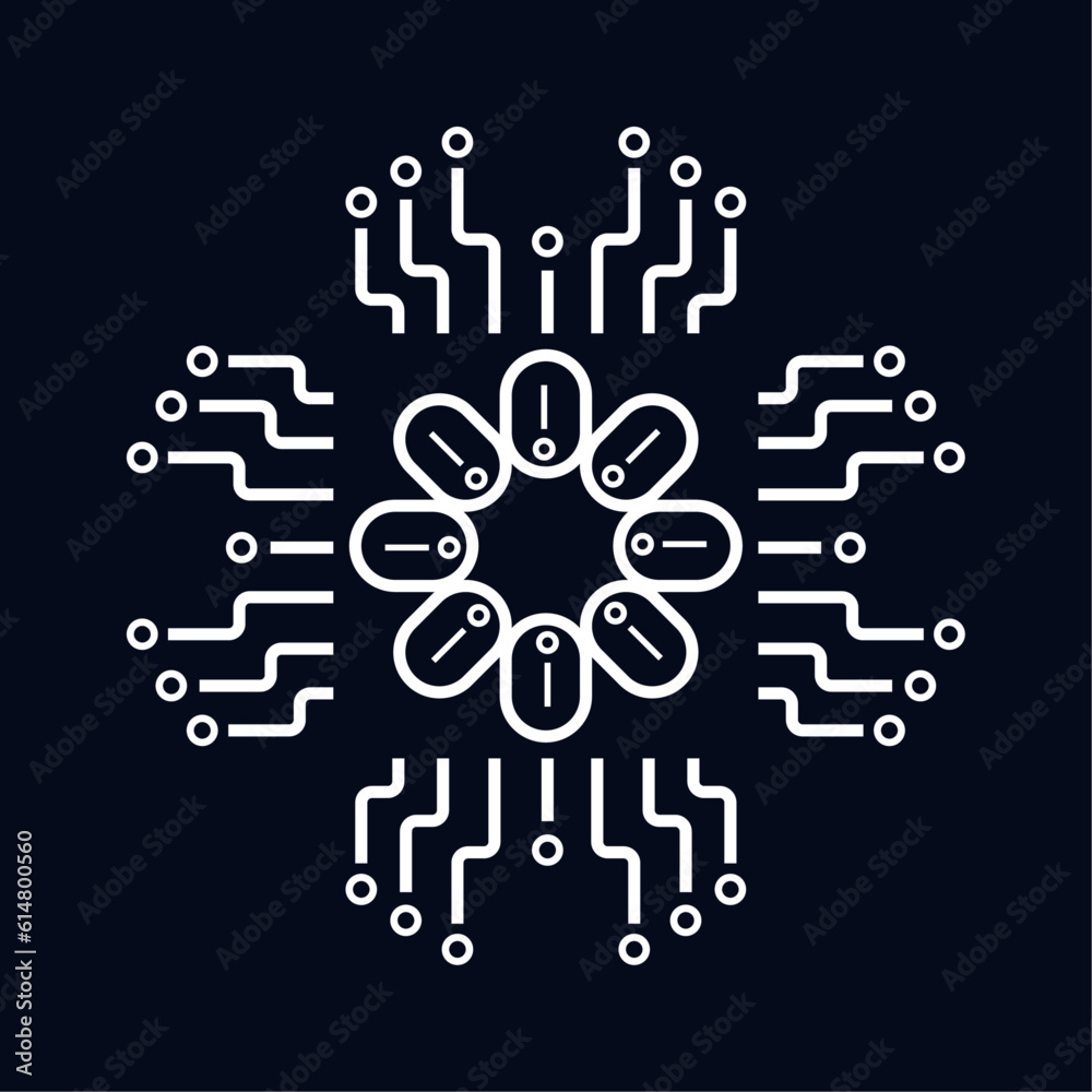 The symbol of technology AI icon, circute symbol for AI concept vector, illustration design. an artificial intelligent icon template design The symbol of technology AI icon, circute symbol for AI concept vector, illustration design. an artificial intelligent icon template design