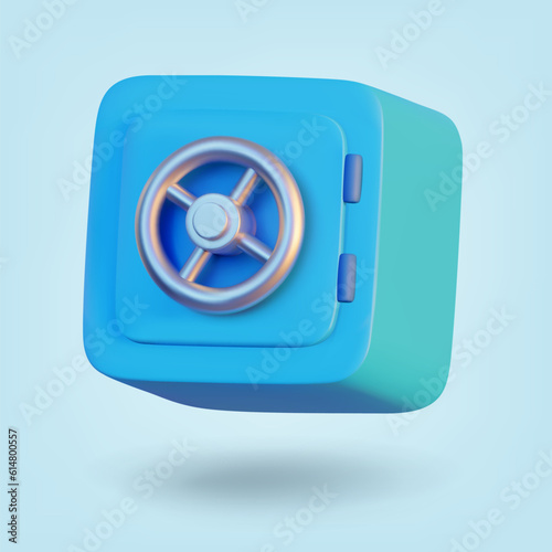 Safe isolated on blue background. 3D Rendering. Vector illustration