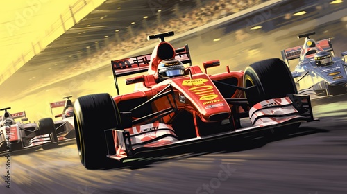 Formula 1 racing Cars, Generative AI photo