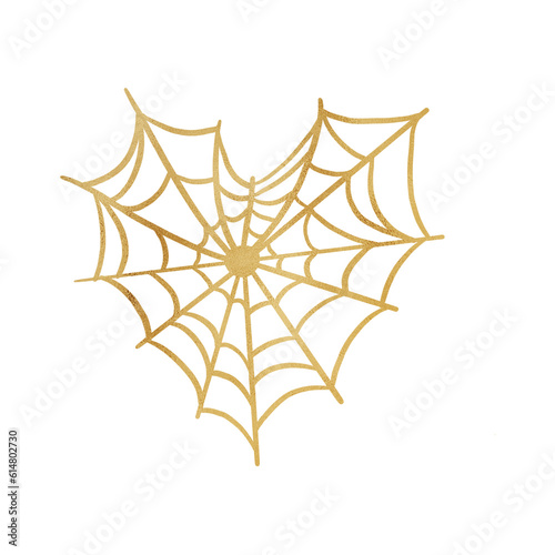Gold Spider Web In Heart Shape