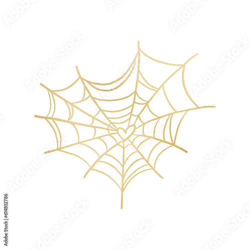 Gold Spider Web In Heart Shape