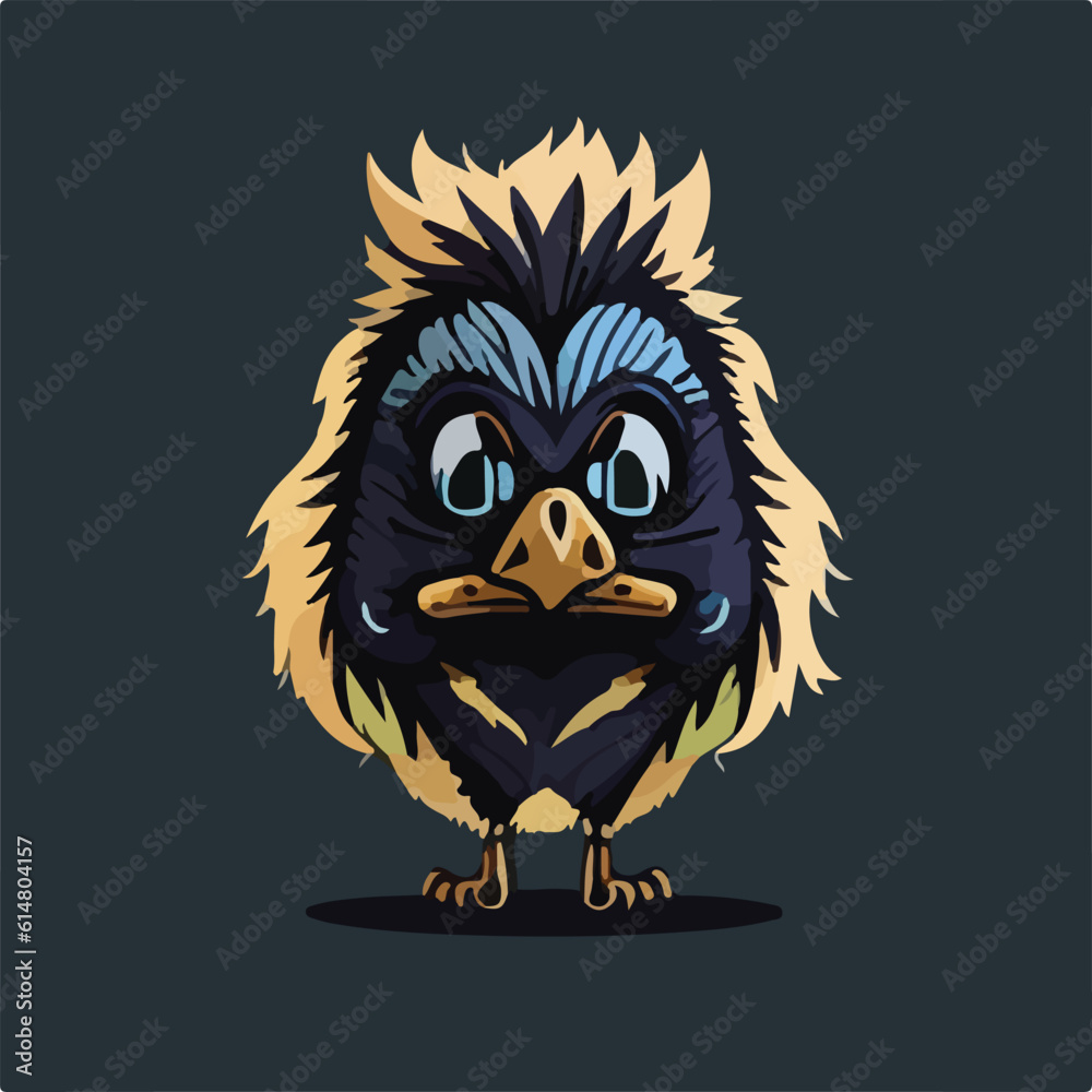 Realistic Cute Emu Vector Logo Icon Sports Mascot flat vector illustration