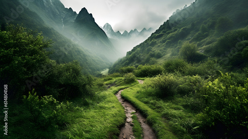 Landscape photography beautiful mountains valleys - generative AI