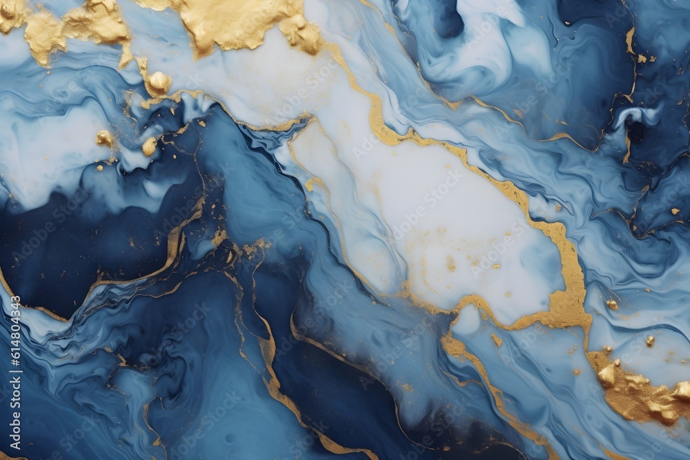 Fototapeta premium Abstract marble wallpaper background, luxury marble texture gold, and blue tone, created with Generative AI technology